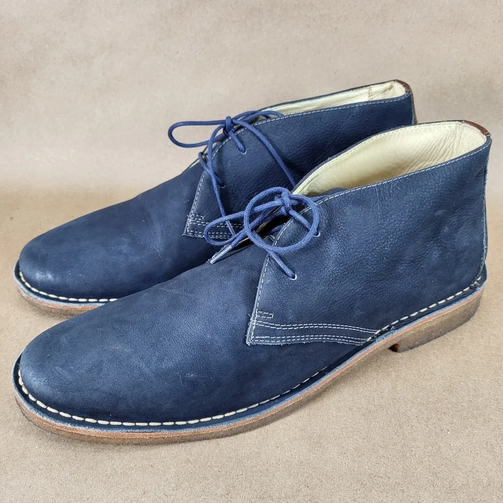 Johnston Murphy Men's 13 M Medium Blue Sheepskin Chukka Shoes Boots 25-3498